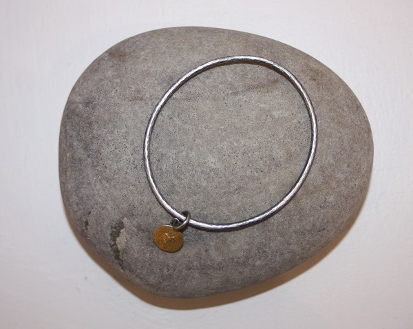 Gold heart with sliver bangle